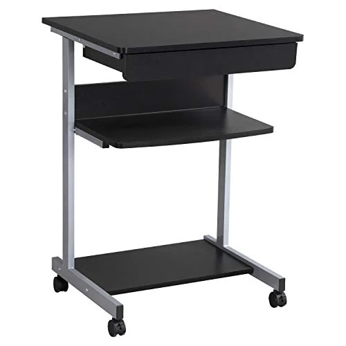  Computertisch Schreibtisch PC Tisch Schublade mit 4 Rollen ca. 56 x 51 x 79 cm schwarz