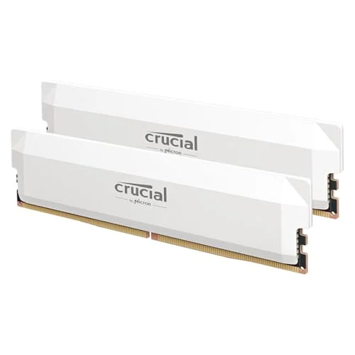Crucial Pro DDR5 RAM 32GB Kit (2x16GB) 6000MHz CL36, Overclocking Gaming, Intel XMP 3.0 / AMD Expo, PC Computer Arbeitsspeicher, Weiß - CP2K16G60C36U5W